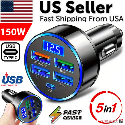 5 USB Port Super Fast Car Charger