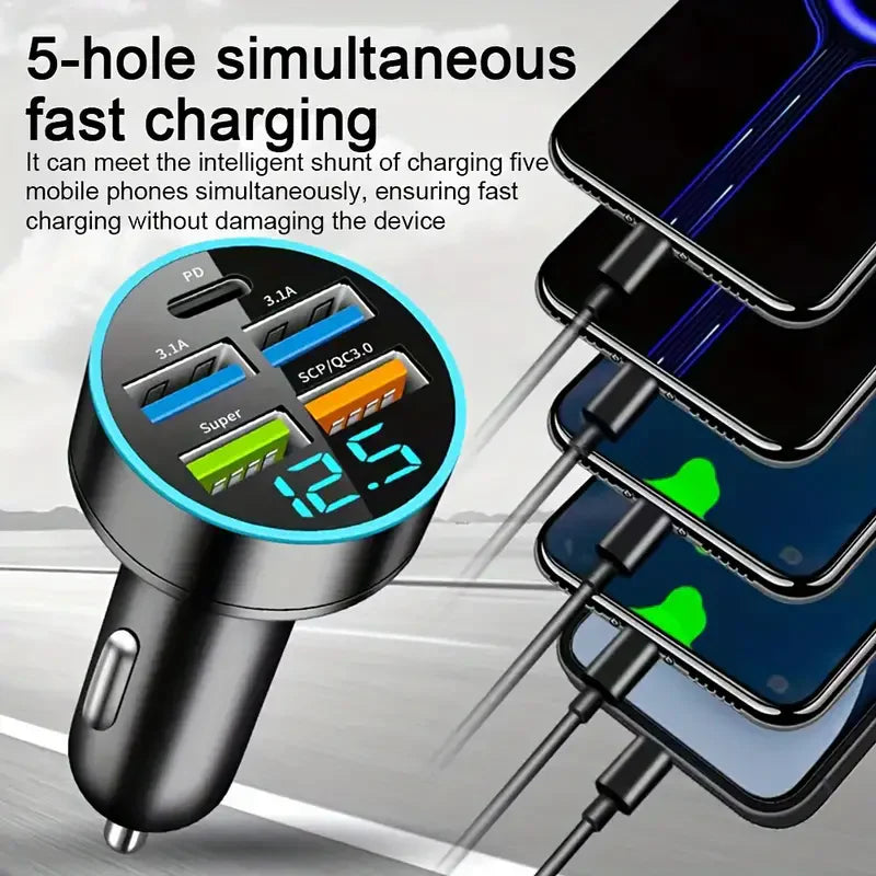 5 USB Port Super Fast Car Charger