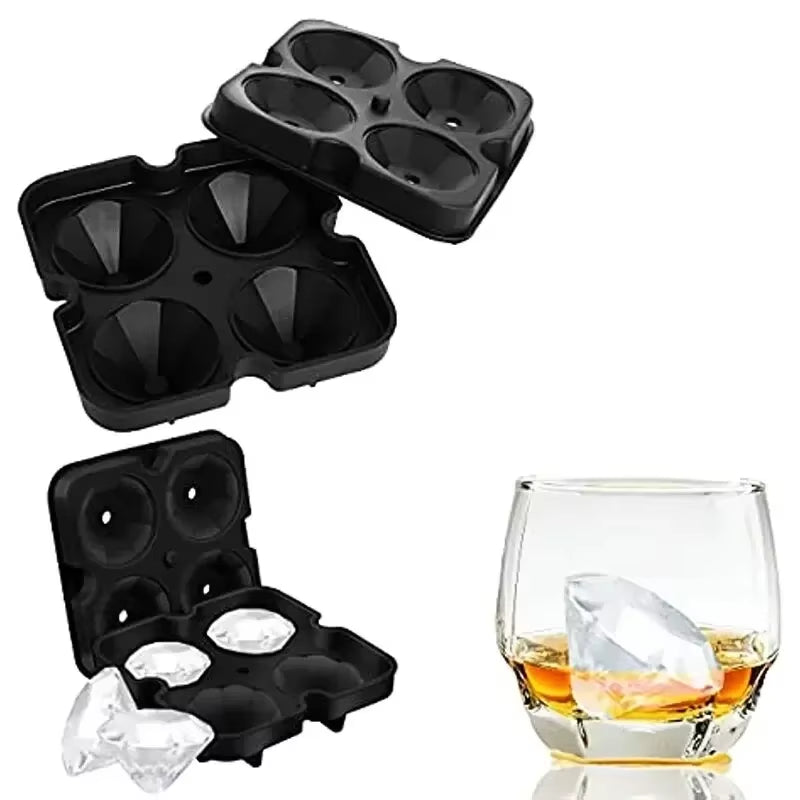 Silicone 3D Ball ,Skull, Diamond-Shaped Ice Mold ,Reusable Ice Cube Mold Ice Cube Trays,Easy Release,For Whiskey, Paty Supplies