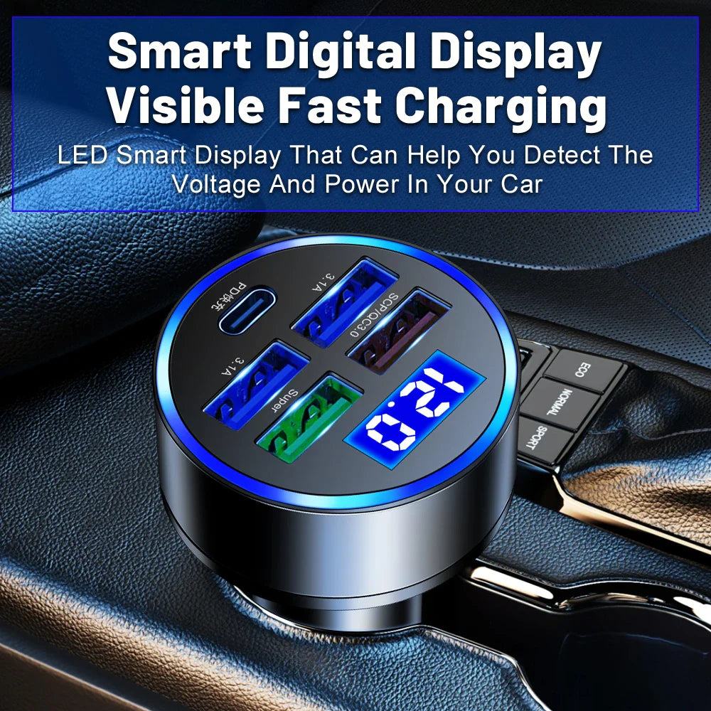 5 USB Port Super Fast Car Charger