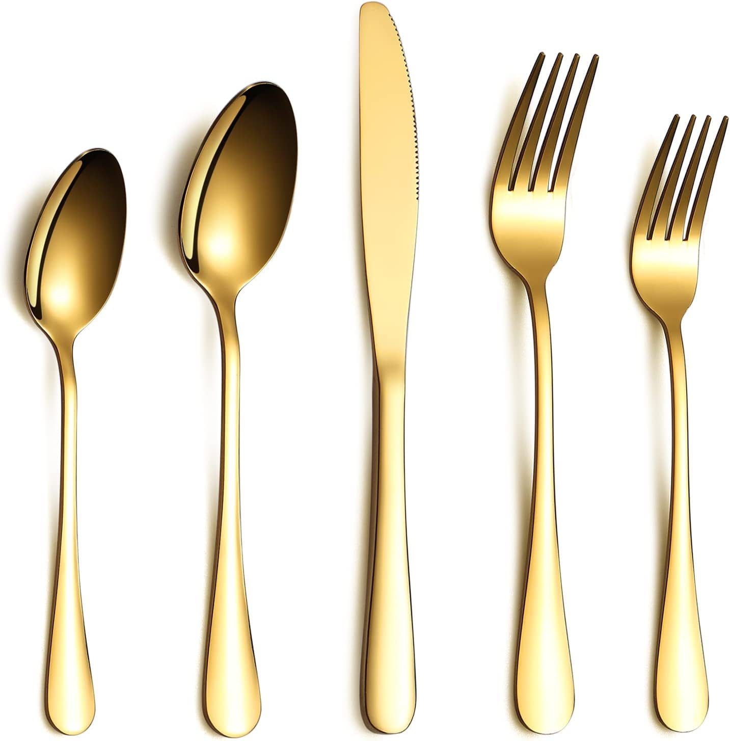 20 Piece Stainless Steel Flatware with Gold Plated Titanium