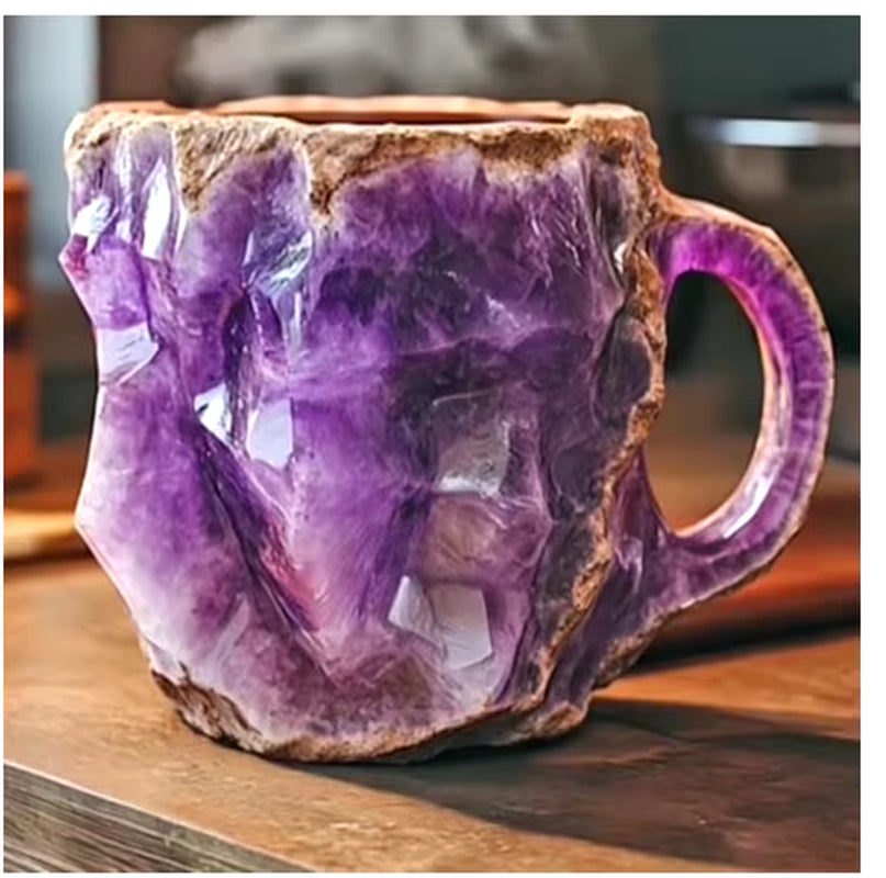 2024 New Multi-Colored Mineral Crystal Coffee Mug, Natural Mineral Crystal Mug, Colorful Crystal Christmas Mugs,Christmas Gift