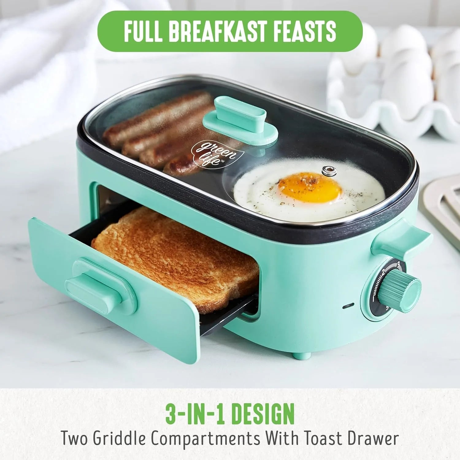 3-In-1 Non-stick, Ceramic Breakfast Maker