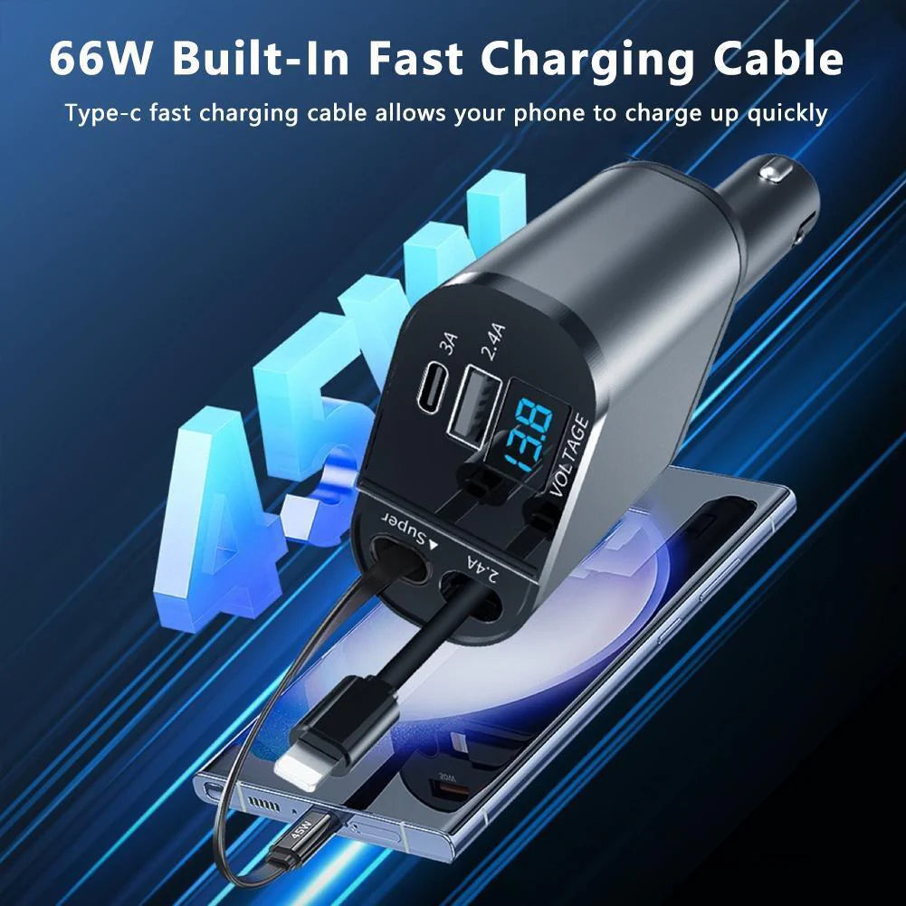 Retractable 4 in 1 Car Phone Charger