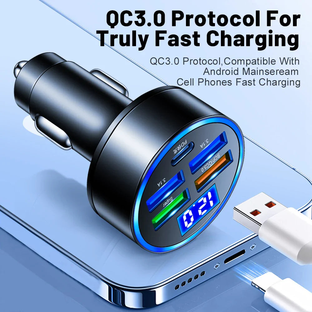 5 USB Port Super Fast Car Charger