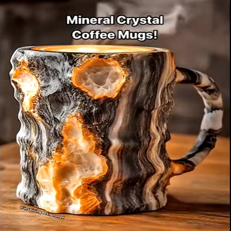 2024 New Multi-Colored Mineral Crystal Coffee Mug, Natural Mineral Crystal Mug, Colorful Crystal Christmas Mugs,Christmas Gift