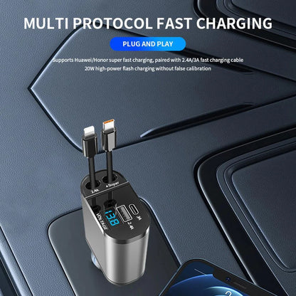 Retractable 4 in 1 Car Phone Charger