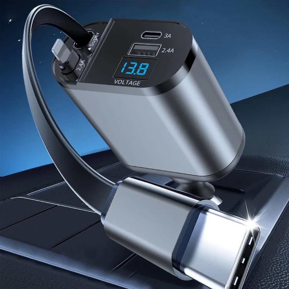 Retractable 4 in 1 Car Phone Charger