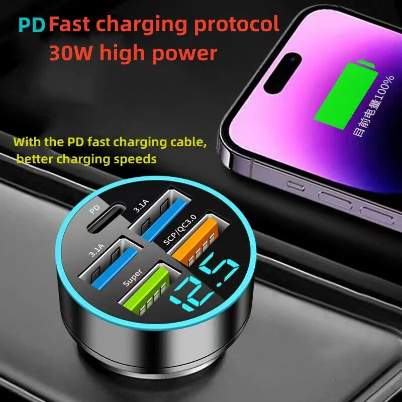 5 USB Port Super Fast Car Charger