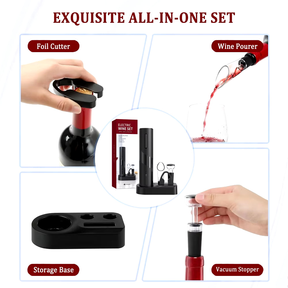 Electric Wine Opener Automatic Red Wine Corkscrew USB Rechargeable Wine Bottle Opener for Kitchen Bar One Click Foil Cutter