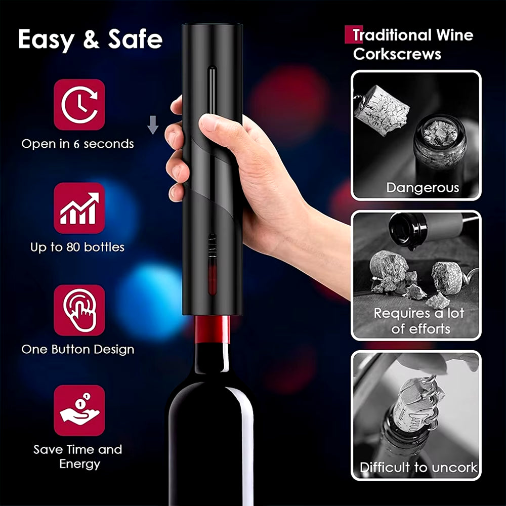 Electric Wine Opener Automatic Red Wine Corkscrew USB Rechargeable Wine Bottle Opener for Kitchen Bar One Click Foil Cutter