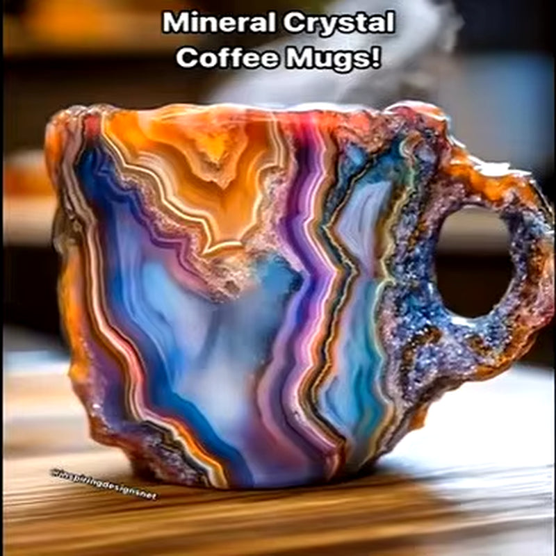 2024 New Multi-Colored Mineral Crystal Coffee Mug, Natural Mineral Crystal Mug, Colorful Crystal Christmas Mugs,Christmas Gift