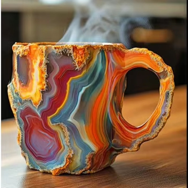 2024 New Multi-Colored Mineral Crystal Coffee Mug, Natural Mineral Crystal Mug, Colorful Crystal Christmas Mugs,Christmas Gift