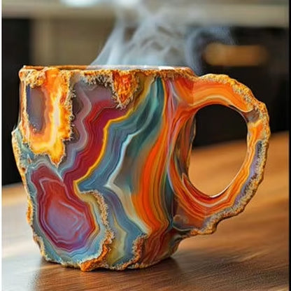 2024 New Multi-Colored Mineral Crystal Coffee Mug, Natural Mineral Crystal Mug, Colorful Crystal Christmas Mugs,Christmas Gift