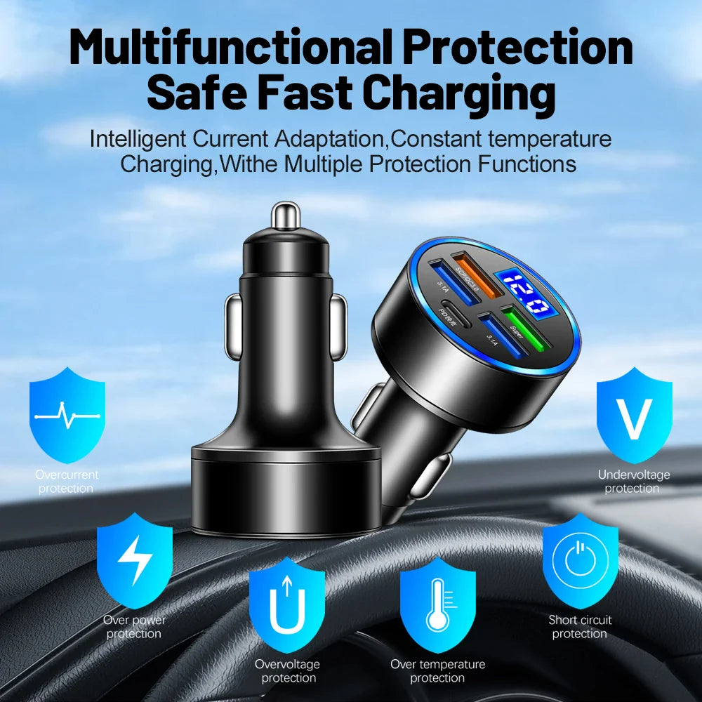 5 USB Port Super Fast Car Charger