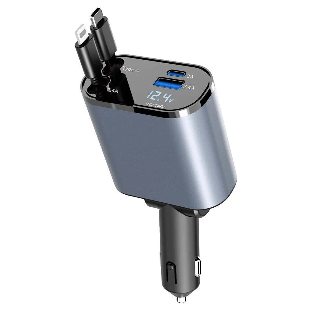 Retractable 4 in 1 Car Phone Charger